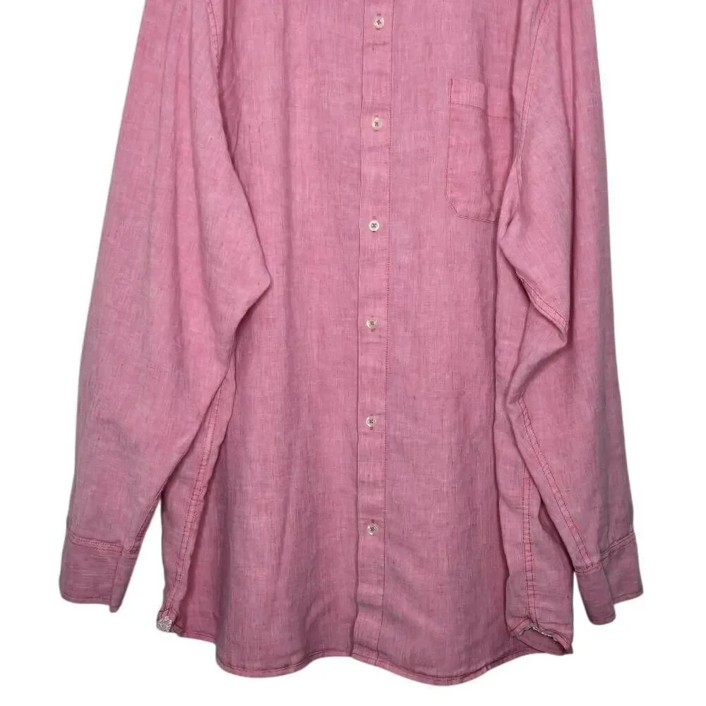 Tommy Bahama Linen Blend Shirt Size XXL Pink Button Down